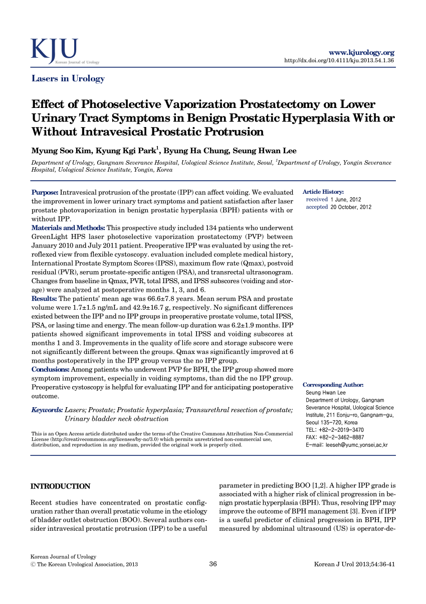 (PDF) Effect of Photoselective Vaporization Prostatectomy on Lower ...