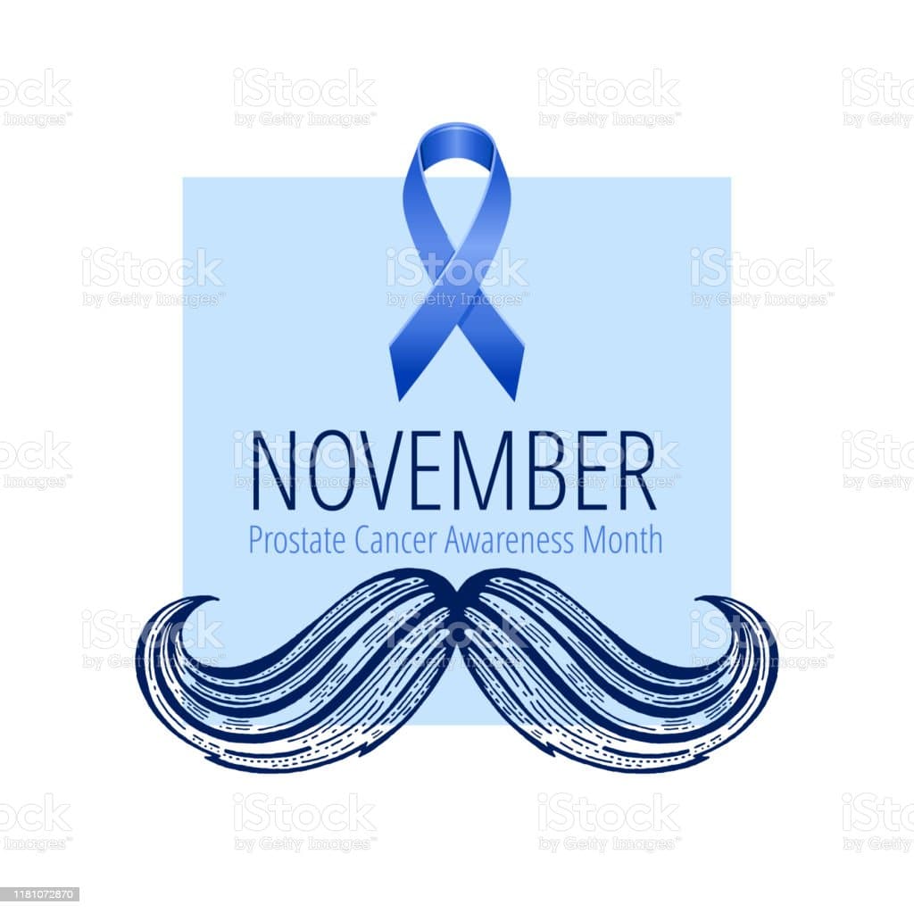 Prostate Cancer Awareness Ribbon With Moustaches Men Health Symbol Men ...
